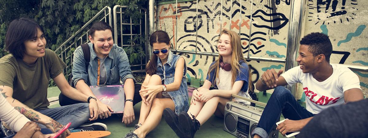 Teen friends laughing